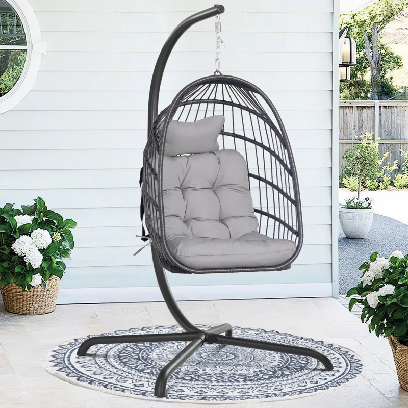 Chingford+Outdoor_Indoor+Swing+Egg+Chair+with+Stand,+Gray